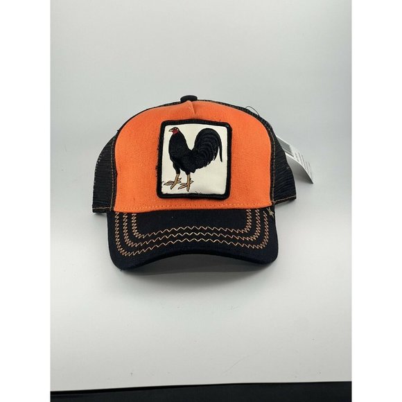 GOLD STAR - Brand New COCK Rooster Black/Orange l FIGHTING TRUCKER HAT - Picture 1 of 3